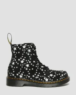 Junior 1460 Pascal Star Suede Lace Up Boots in Zwart