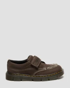 Junior Raffe Getrommeld Nubuck Schoenen met Band in Donkerbruin