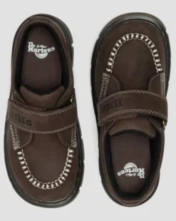 Junior Raffe Getrommeld Nubuck Schoenen met Band in Donkerbruin