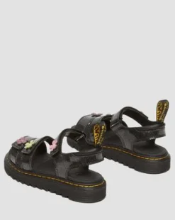 Klaire Gecoat Glitter Klittenband Sandalen voor Kinderen in Black