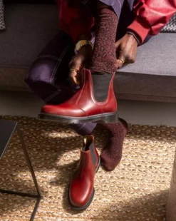 2976 Klassieke Kalfsleren Chelsea Boots in Burgundy