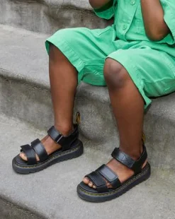 Kleire Leren Sandalen met Band voor Kinderen in Zwart