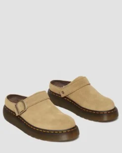 Laketen Bronx Suède Platform Mules in Solbrun