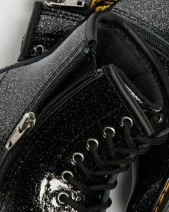 1460 LAKLEREN GLITTERLAARZEN VOOR PEUTERS in Zwart & Zilver