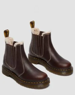 2976 Leonore II Met Imitatiebont Gevoerde Grizzly Leren Chelsea Boots in Donkerbruin