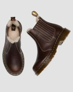 2976 Leonore II Met Imitatiebont Gevoerde Grizzly Leren Chelsea Boots in Donkerbruin