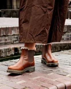 2976 Leonore Imitatiebont Gevoerde Chelsea Laarzen in Butterscotch