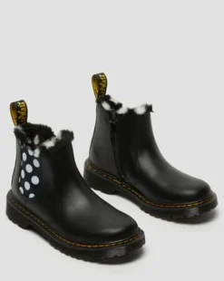 2976 Leonore Imitatiebont gevoerde Leren Chelsea Boots voor Kinderen in Zwart