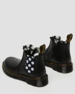 2976 Leonore Imitatiebont gevoerde Leren Chelsea Boots voor Kinderen in Zwart