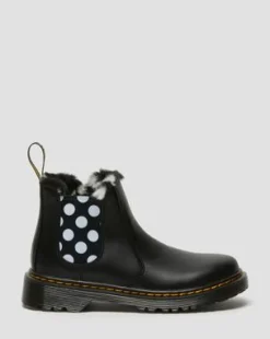 2976 Leonore Imitatiebont gevoerde Leren Chelsea Boots voor Kinderen in Zwart