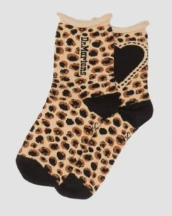 Leopard Heart sokken in katoenmix in Licht Bruin