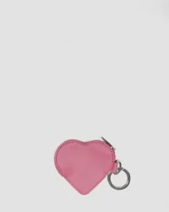 Leren Hartvormige Sleutelhanger Handtas in Dms Roze