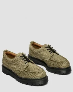 Lowell Hair-On Leren Moc Toe Schoenen in Olijfkleurig Groen