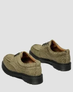 Lowell Hair-On Leren Moc Toe Schoenen in Olijfkleurig Groen
