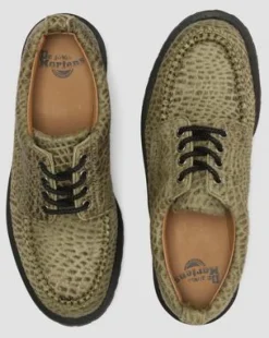 Lowell Hair-On Leren Moc Toe Schoenen in Olijfkleurig Groen