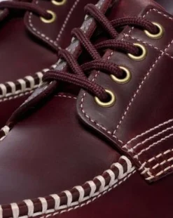 Lowell Leren Moc Toe Schoenen in Cherry Red