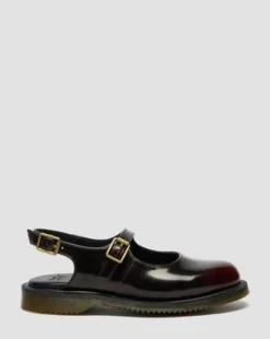 Madaline Mary Jane Rub-Off Leren Slingback Schoenen in Cherry Red