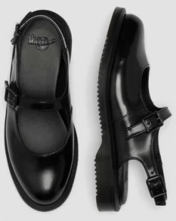 Madaline Mary Jane Smooth Leren Slingback Schoenen in Zwart
