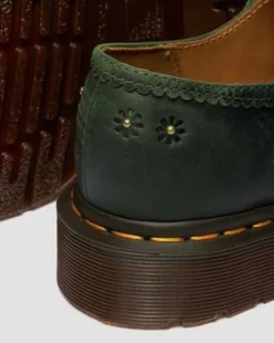 Mary Jane Flower Crazy Horse Leren Schoenen in Dms Groen