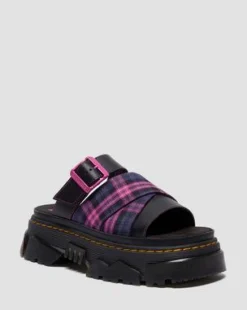 MATTISON SLIDE-SANDALEN in Zwart & Roze Multi
