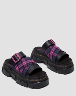 MATTISON SLIDE-SANDALEN in Zwart & Roze Multi
