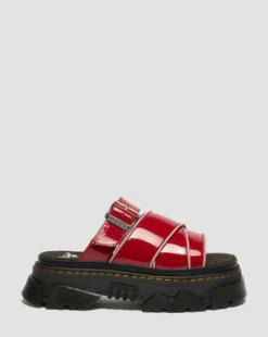 Mattison Slide Zachte Lakleren Sandalen in Scharlakenrood