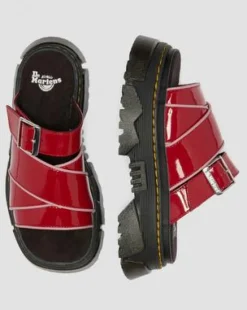 Mattison Slide Zachte Lakleren Sandalen in Scharlakenrood