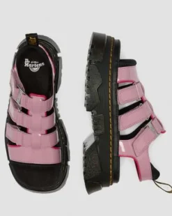 Mattison Zachte Lakleren Sandalen met Drie Riemen in Dusty Roze