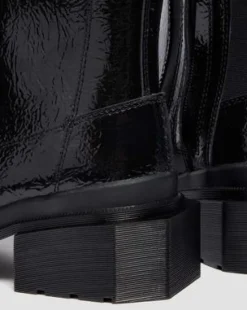 Maybole Hoge Lakleren Chelsea Boots met Vierkante Neus in Zwart