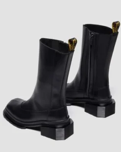 MAYBOLE HOGE LEREN CHELSEA BOOTS MET VIERKANTE NEUS in Zwart