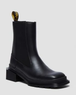 Maybole Leren Chelsea Boots met Vierkante Neus in Zwart
