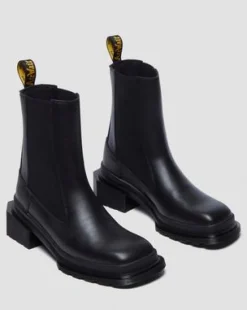 Maybole Leren Chelsea Boots met Vierkante Neus in Zwart