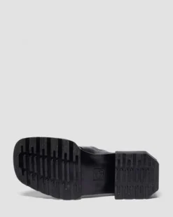 MAYBOLE LEREN LOAFERS MET RUCHES EN VIERKANTE NEUS in Zwart
