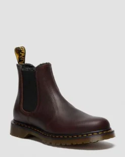 2976 Met Imitatiebont Gevoerde Grizzly Leren Chelsea Boots in Donkerbruin