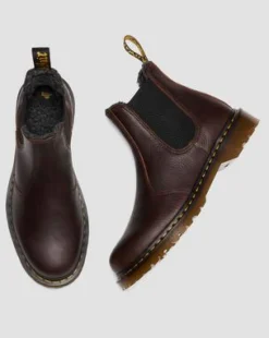 2976 Met Imitatiebont Gevoerde Grizzly Leren Chelsea Boots in Donkerbruin