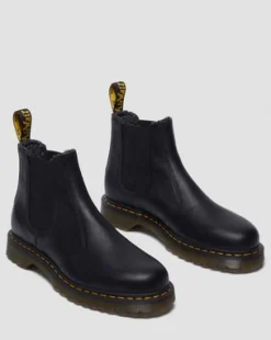 2976 Met Imitatiebont Gevoerde Grizzly Leren Chelsea Boots in Zwart