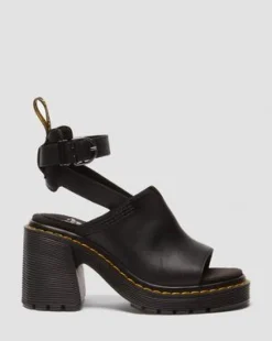 Millee leren sandalen met open neus in Zwart