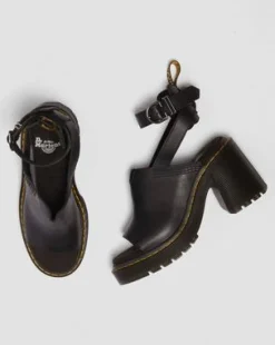 Millee leren sandalen met open neus in Zwart
