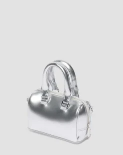 Minihengseltas van Metallic Zilver Lamper Lakleer in Zilver