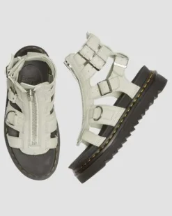 Olson Tumbled Nubuck Leren Gladiator Rits Sandalen in Smoked Mint