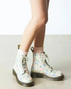 1460 Pascal Floral teruggewonnen leren laarzen in Cloud Cream