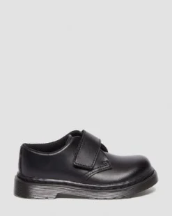 Peuter Kamron Leren Velcro Oxford Schoenen met Band in Zwart
