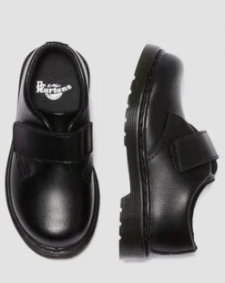 Peuter Kamron Leren Velcro Oxford Schoenen met Band in Zwart