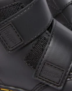 Peuter 1460 Leren Velcro Laarzen met Riem in Zwart