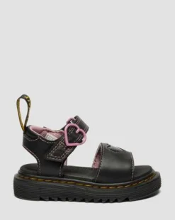 Peuter Marlowe Ii Glitterhart Leren Schoenen met Riem in Zwart