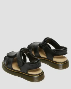 Peuter Moby II Leren Velcro Sandalen met Riem in Zwart