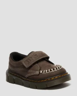 Peuter Raffe Getrommeld Nubuck Schoenen met Band in Donkerbruin