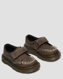 Peuter Raffe Getrommeld Nubuck Schoenen met Band in Donkerbruin