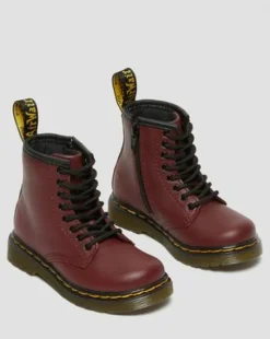 Peuter 1460 Softy T Leren Veterlaarzen in Cherry Red