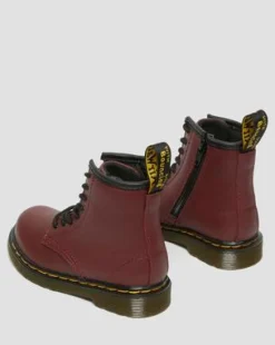 Peuter 1460 Softy T Leren Veterlaarzen in Cherry Red
